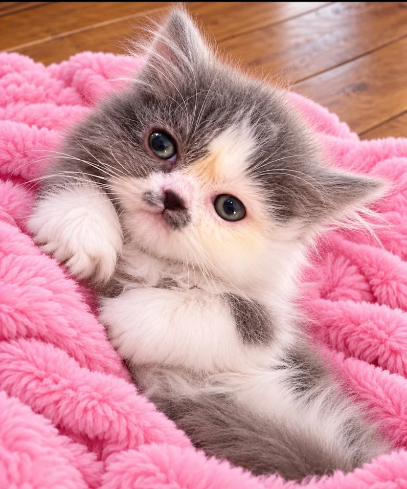 Blue and white Persian female Kitten