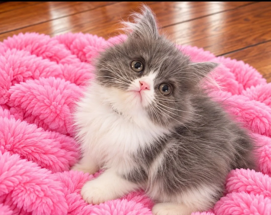 Blue and white bicolor female Persian Kitten