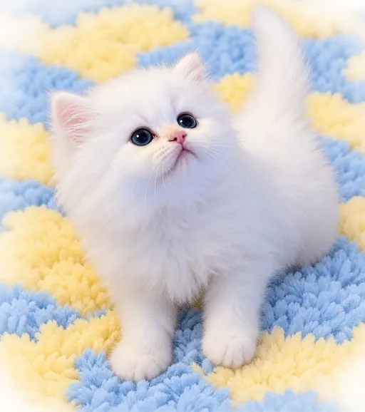 Blue eyed white male Persian Kitten